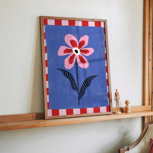 Flower with Pink Petals and Striped Leaves by Elena Ristova