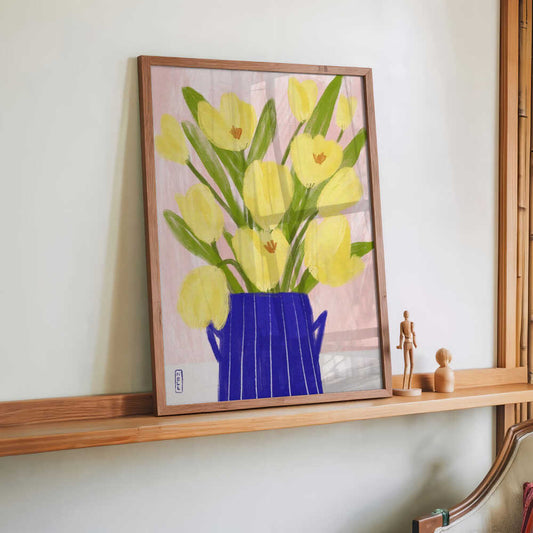 Yellow Tulips In a Vase by Dirkie Nell