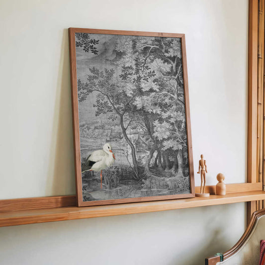 Vintage-Landschaft mit Storch von Marja van den Hurk