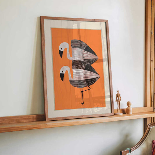 Tangerine Flamingos by City Art