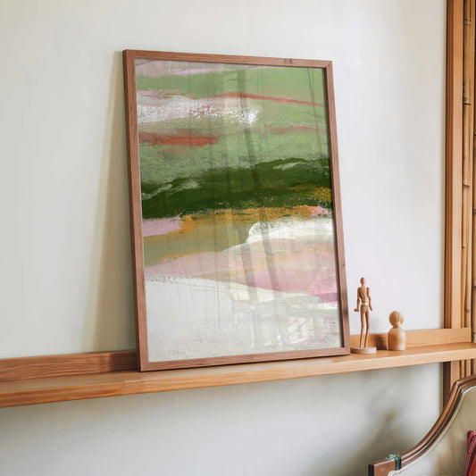 Landschaft mit Grün, Gold und Rosa von Janel Bragg