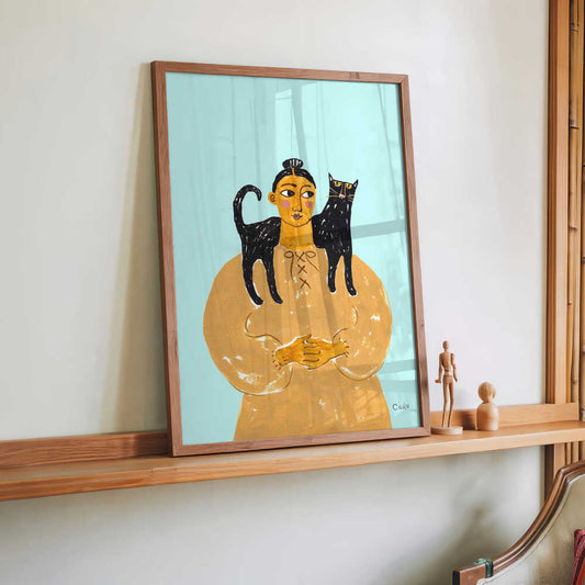 Woman with Cat by Caroline Roberts