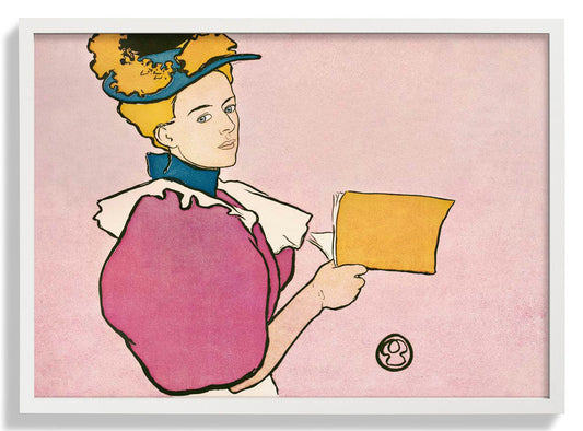 Frau hält Buch von Edward Penfield