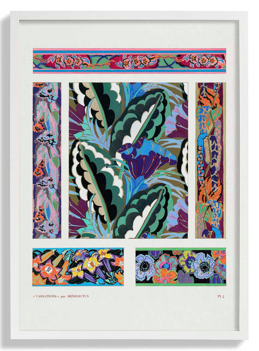 Vintage Geometric Floral Art Deco Pattern, Variation 4 by Édouard Bénédictus