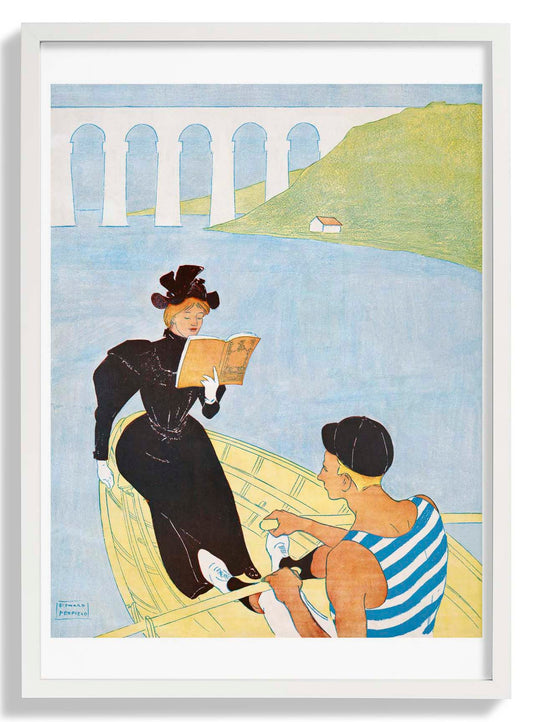 Woman Reading in a Row Boat by Edward Penfield