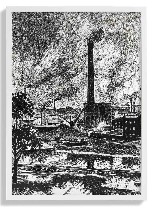 Industrial Scene Drawing by Henry Lyman