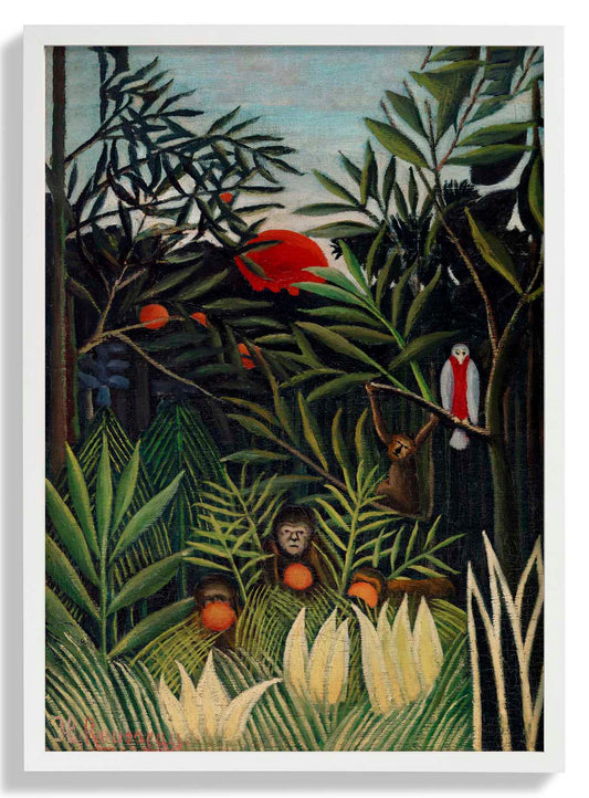 Affen und Papagei von Rousseau Kunstdruck
