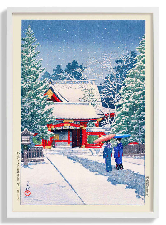 Schnee am Hie-Schrein by Hasui