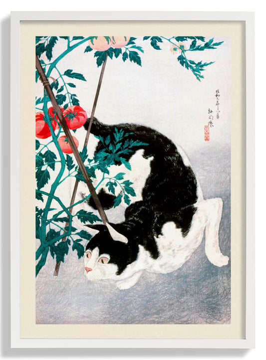 Cat with Tomato by Takahashi Shōtei