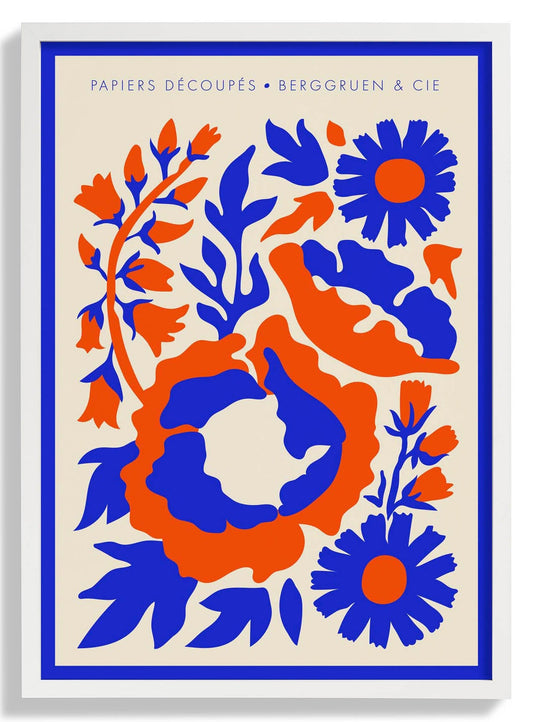 Contrast Flowers Orange Blue Papiers Découpés Art Exhibition