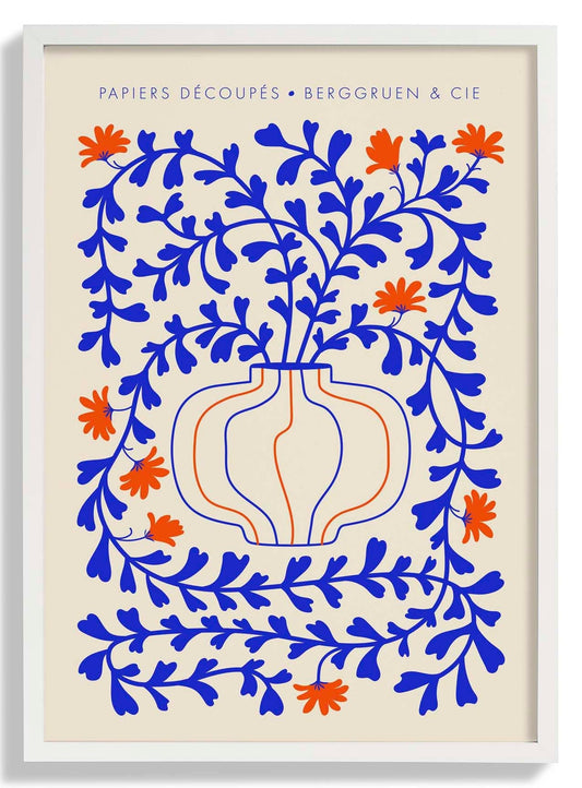 Blue Vines Orange Flowers Papiers Découpés Art Exhibition