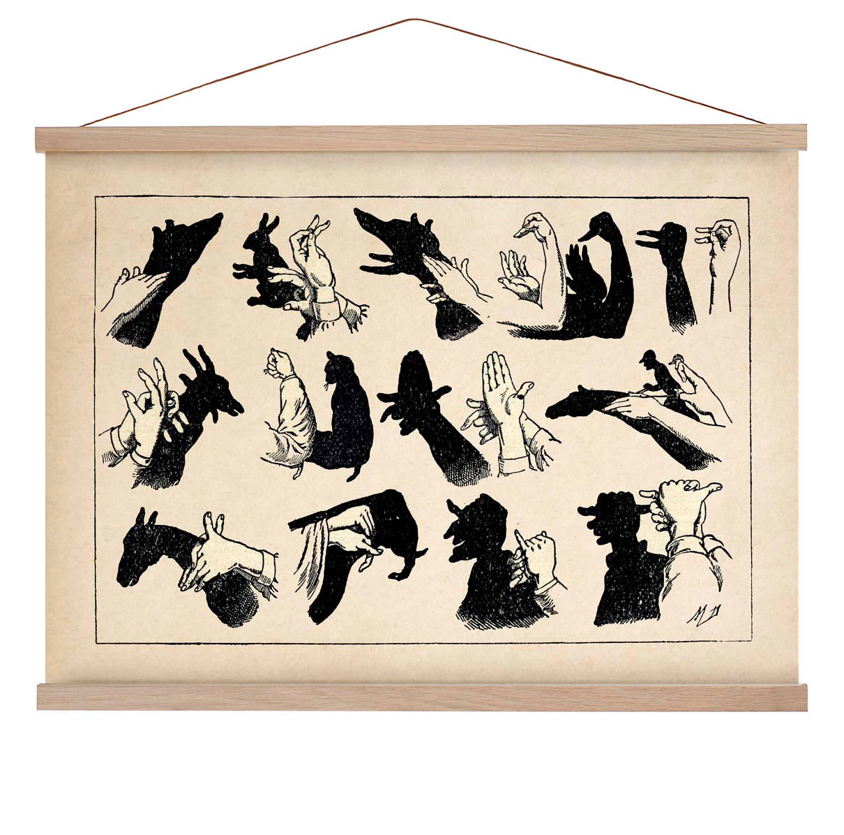 Die fabelhafte Welt der Handsignale - Handschattenspiel Poster. Schönes Poster für das Kinderzimmer!