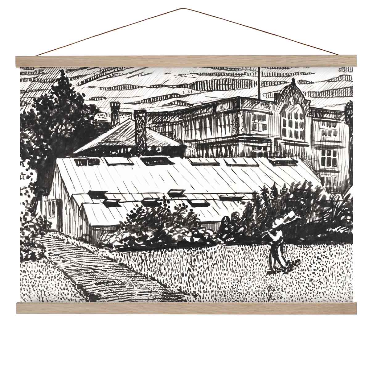 Figure and Buildings Drawing by Henry Lyman