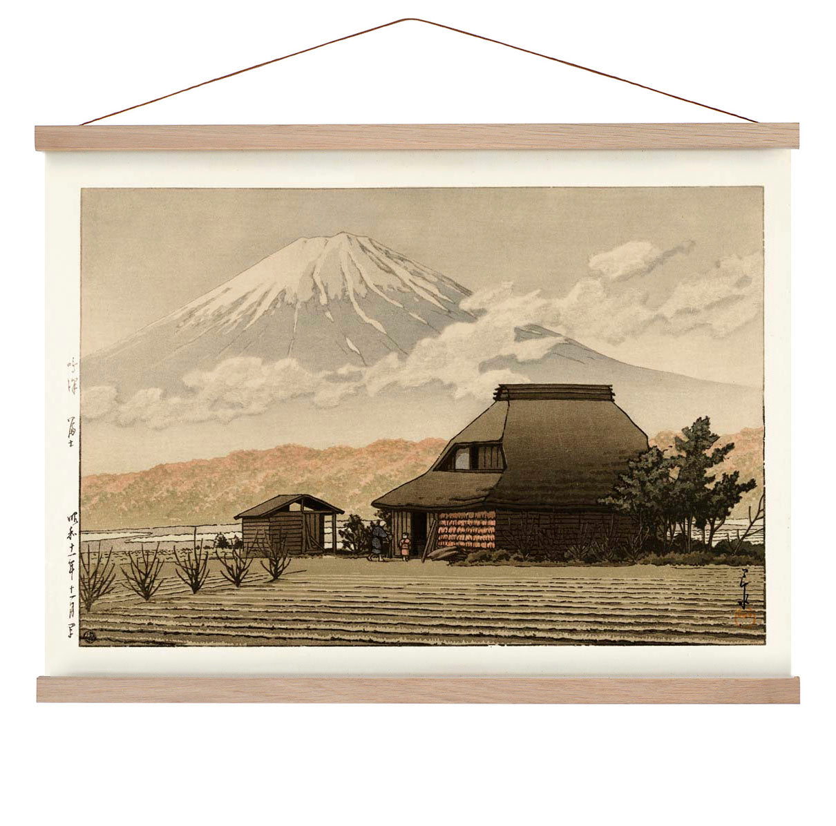 Fuji aus dem Dorf Narusawa von Hasui Poster