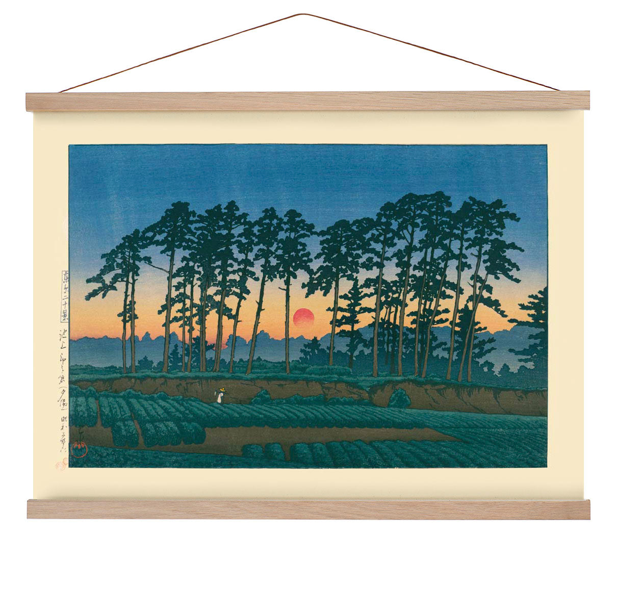 Untergehende Sonne, Ichinokura Kunstdruck von Kawase