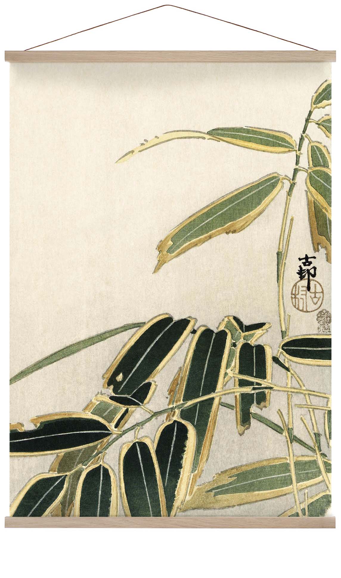 Wheatear in Bamboo by Ohara Koson