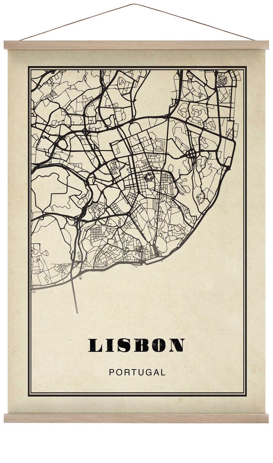Lissabon Stadtplan Sepia Poster