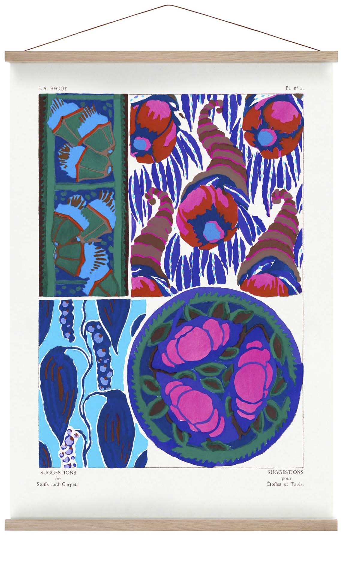 Vintage Flower Patterns Plate Nr 05 by E.A. Séguy