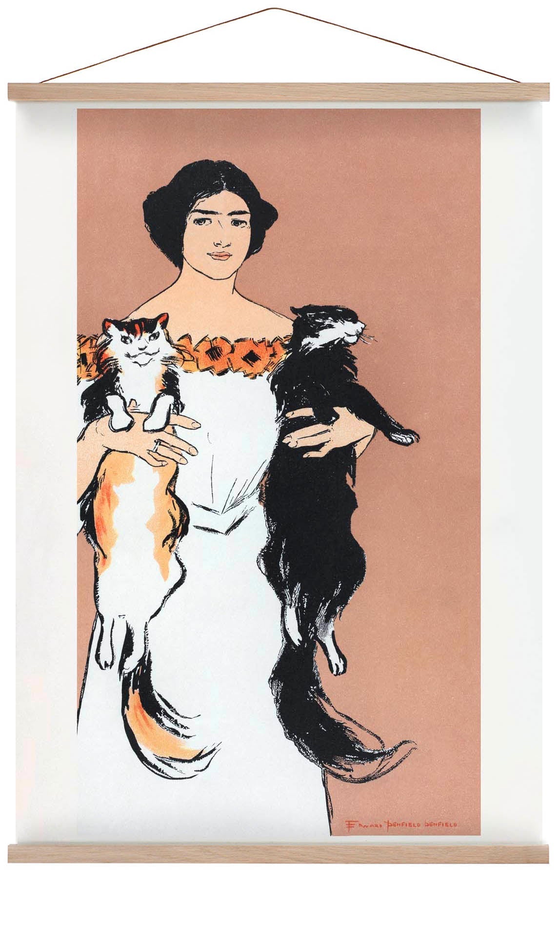 Woman Holding Cats by Edward Penfield