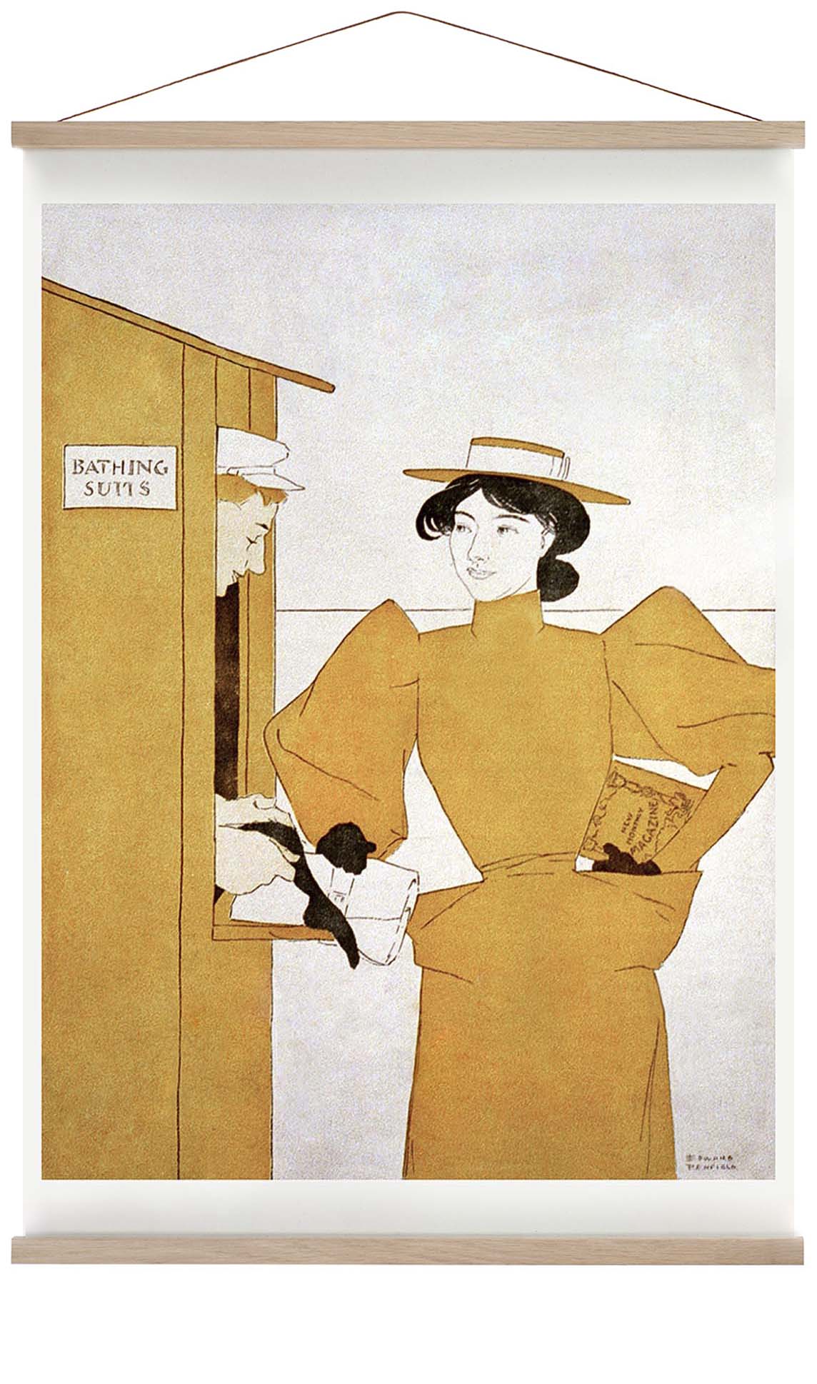 Woman Picking up Bathing Suits by Edward Penfield