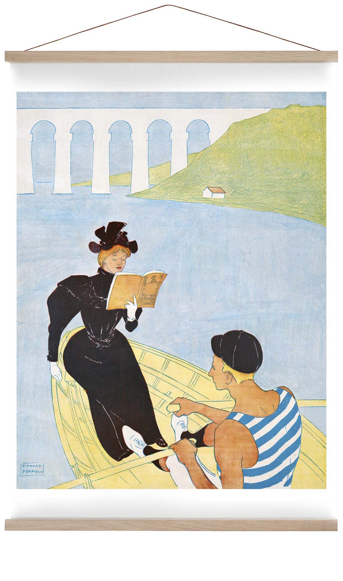 Woman Reading in a Row Boat by Edward Penfield