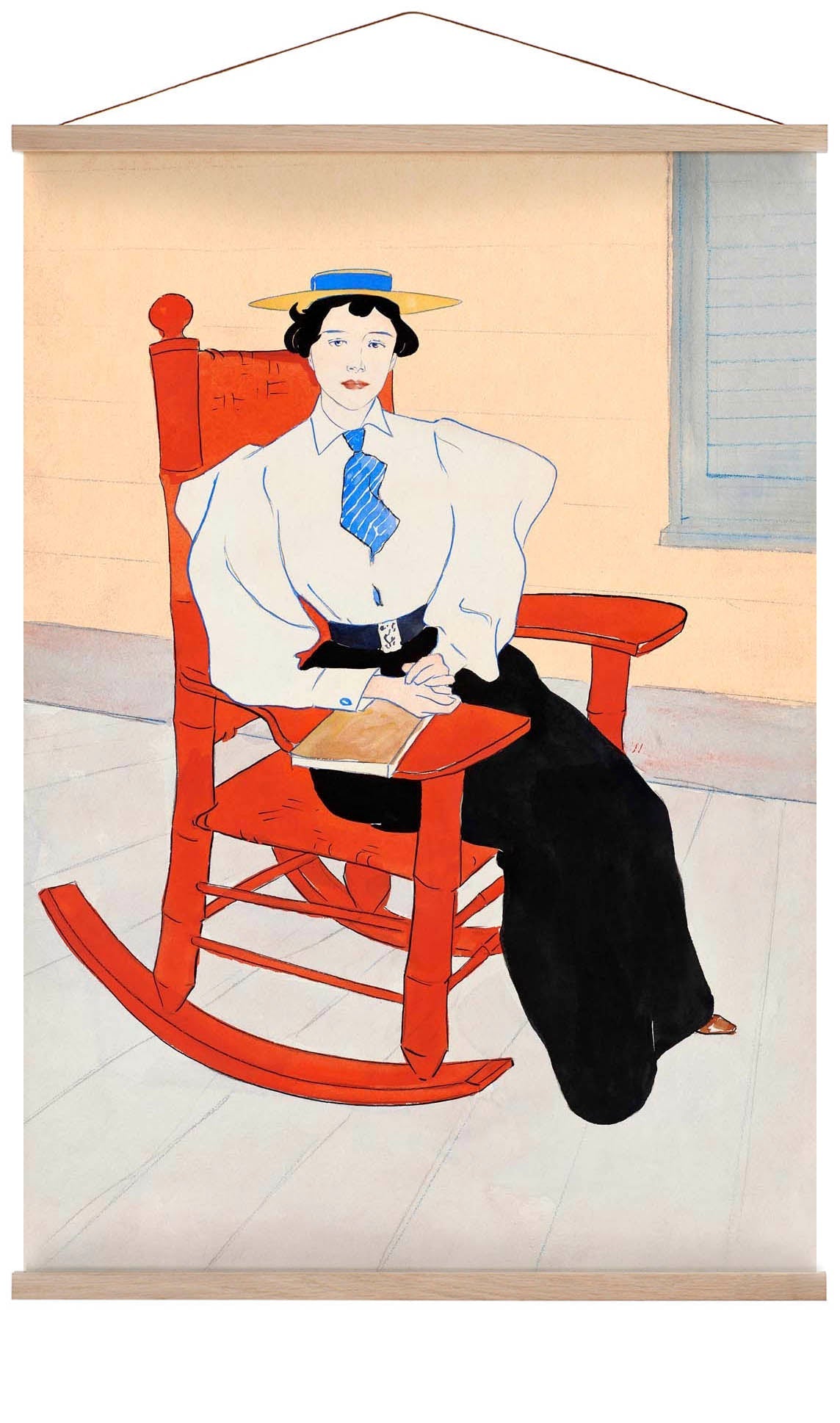 Young Woman Seated in a Red Rocking Chair by Edward Penfield