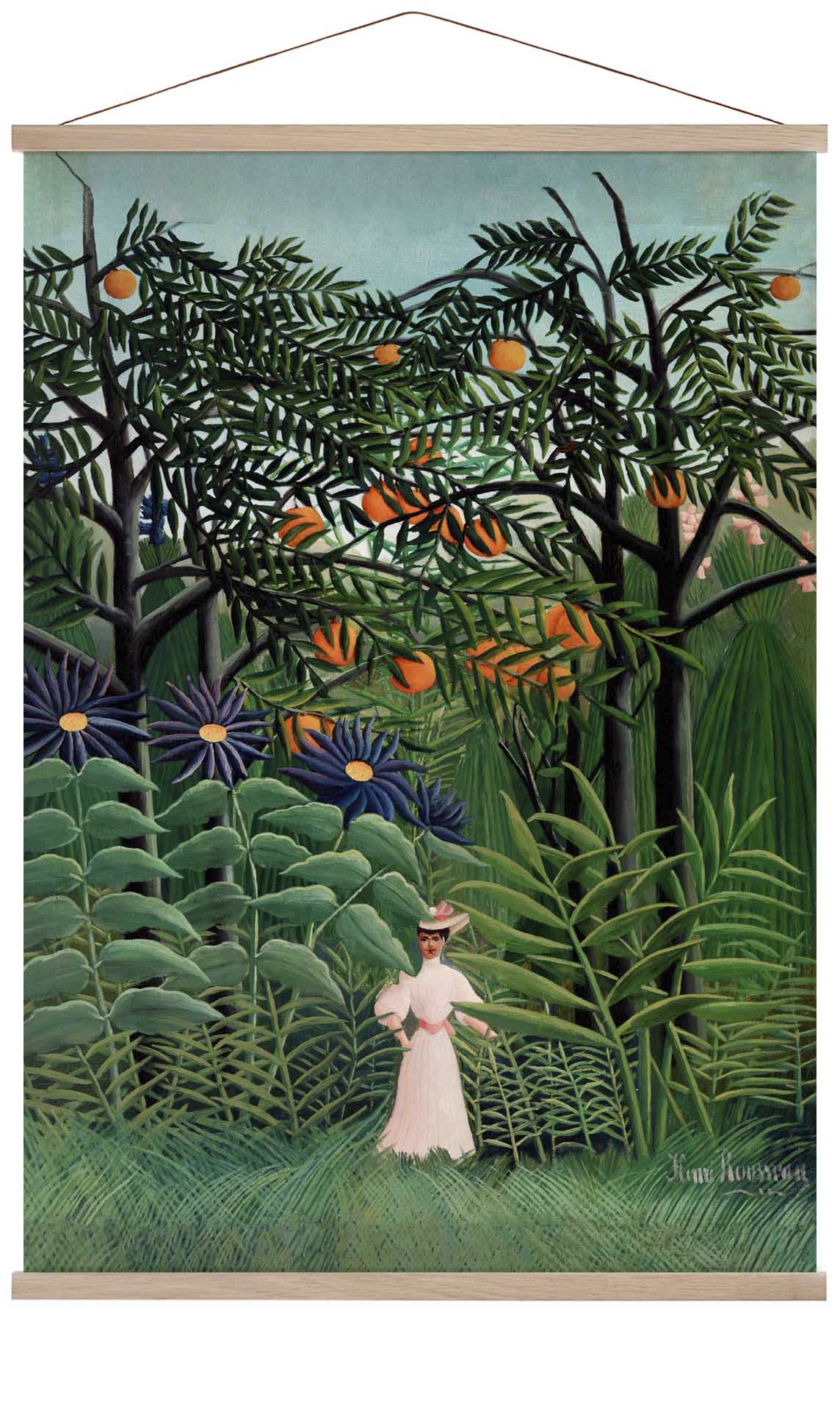 Woman Walking in an Exotic Forest by Rousseau Art Print