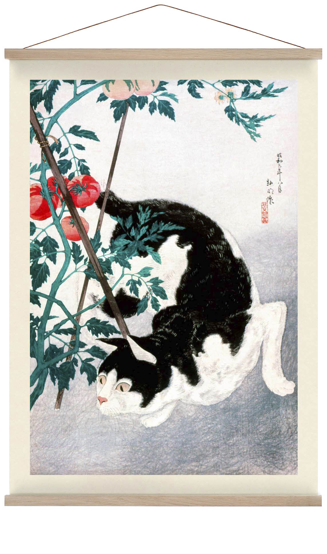 Cat with Tomato by Takahashi Shōtei