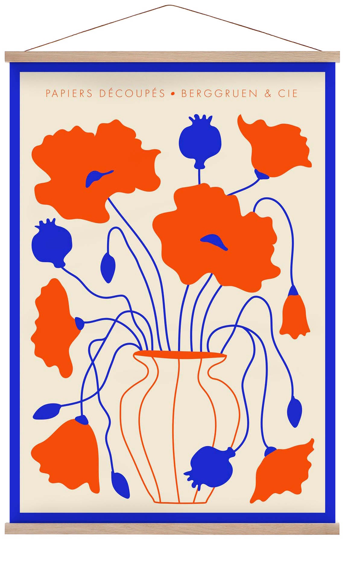 Vase Flowers Blue and Orange Papiers Découpés Art Exhibition