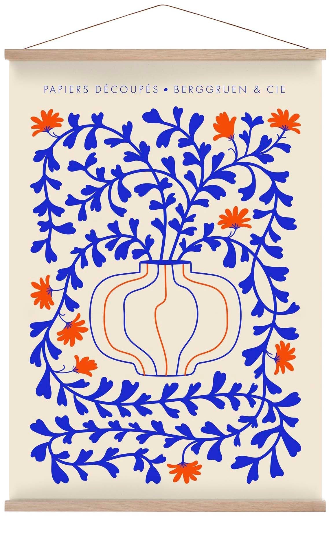 Blue Vines Orange Flowers Papiers Découpés Art Exhibition