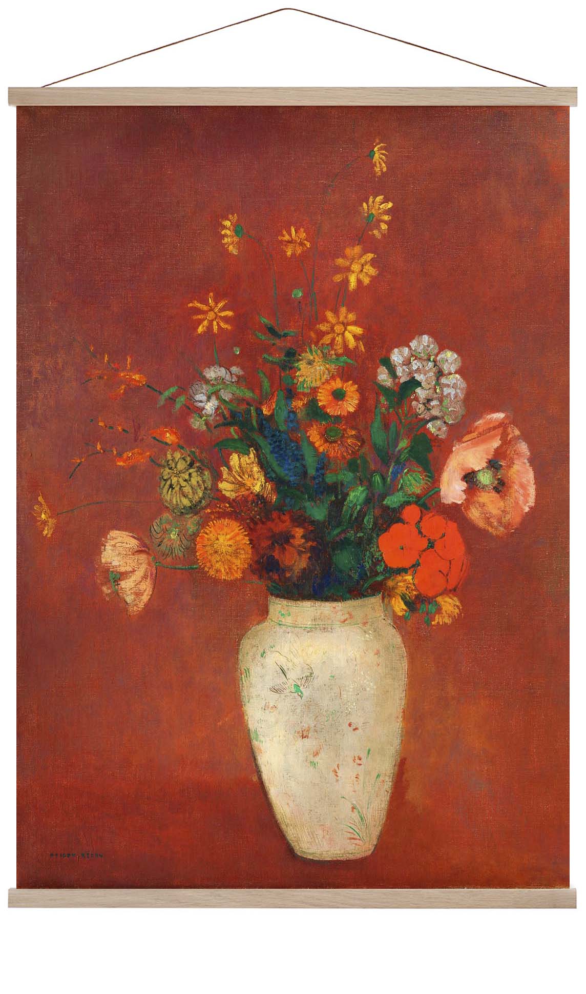 Bouquet in a Chinese Vase Painting by Odilon Redon