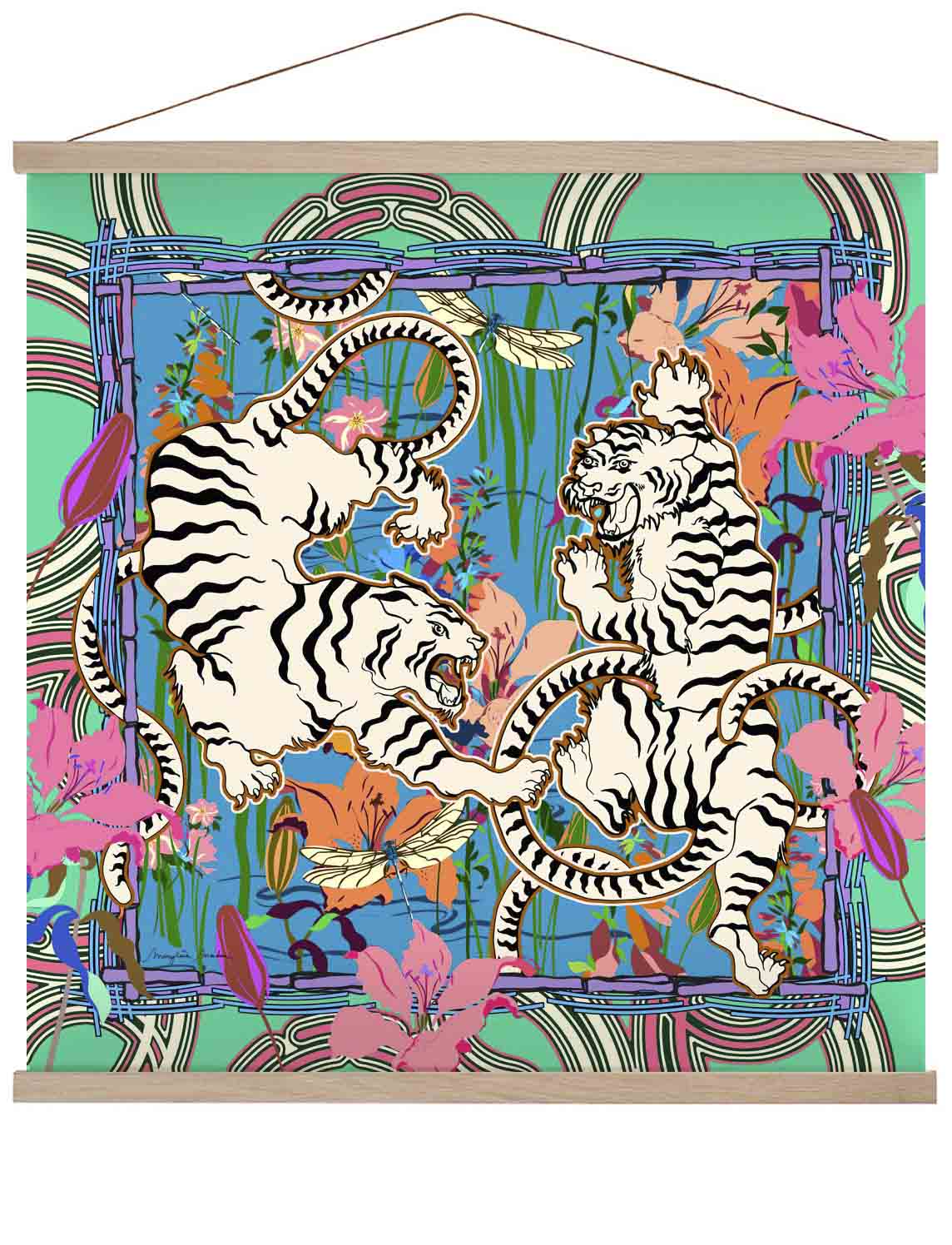 White Tigers Green by MARYLENE MADOU