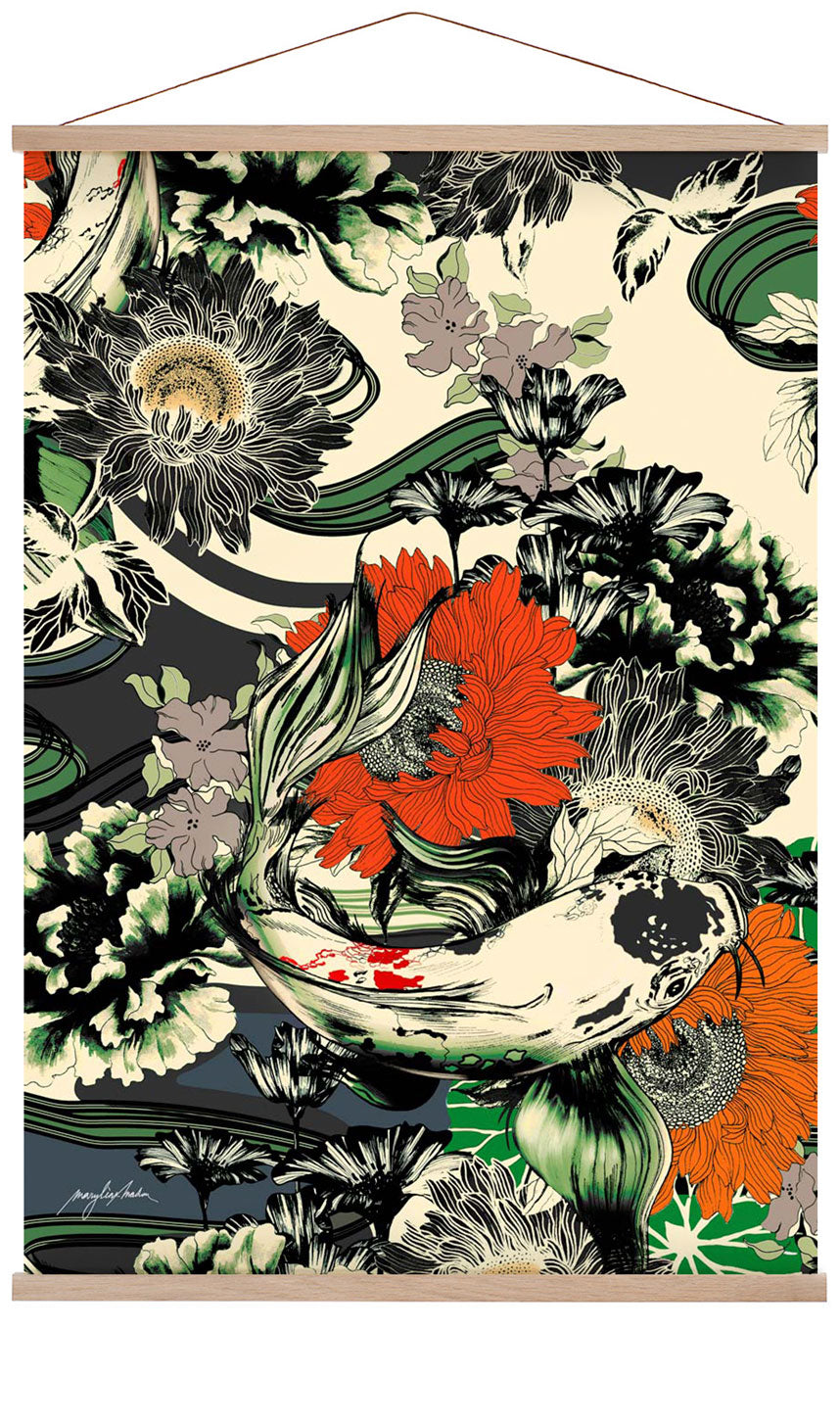 Koi Pond Japan Kimono by Marylène Madou