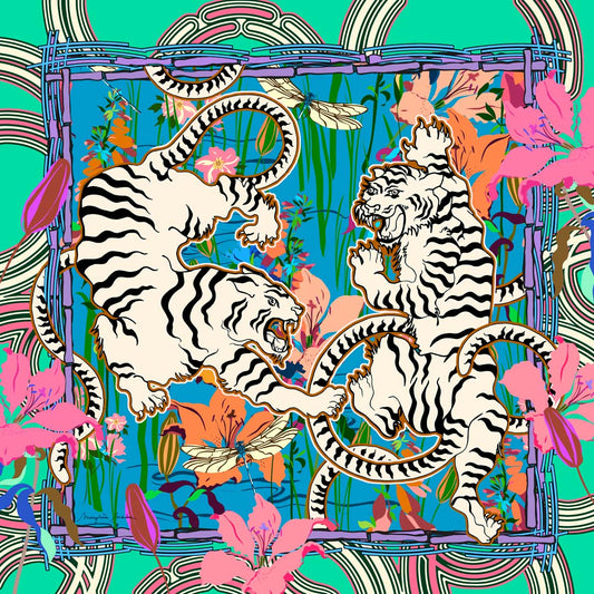 White Tigers Green by MARYLENE MADOU