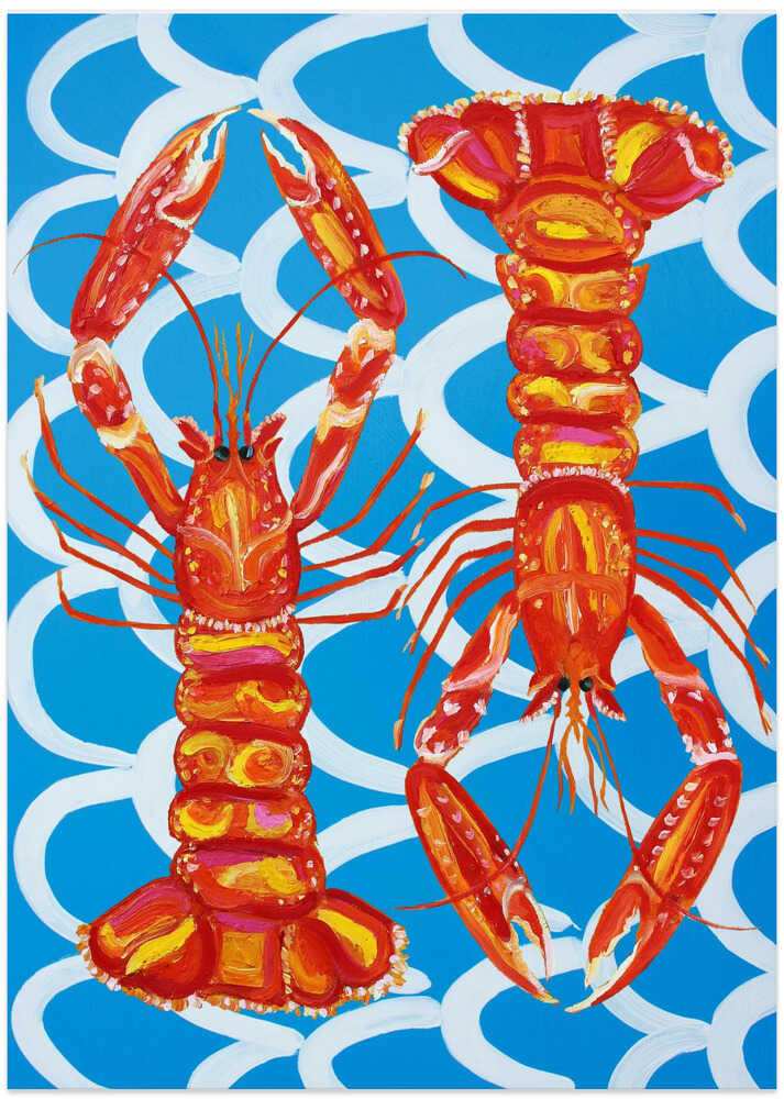 Langoustines On Blue by Alice Straker