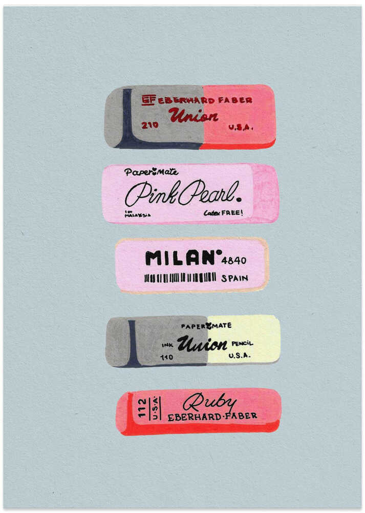 Erasers Art Print by Studio Mandariini