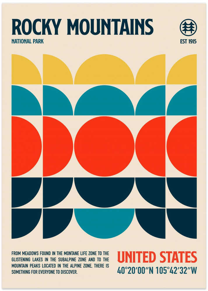 Rocky Mountains National Park Reiseposter von Retrodrome