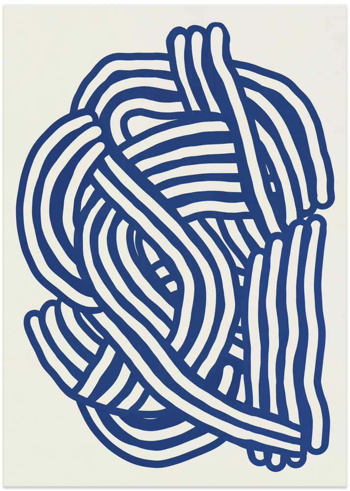 Line Art organische Form in Blau von Little Dean