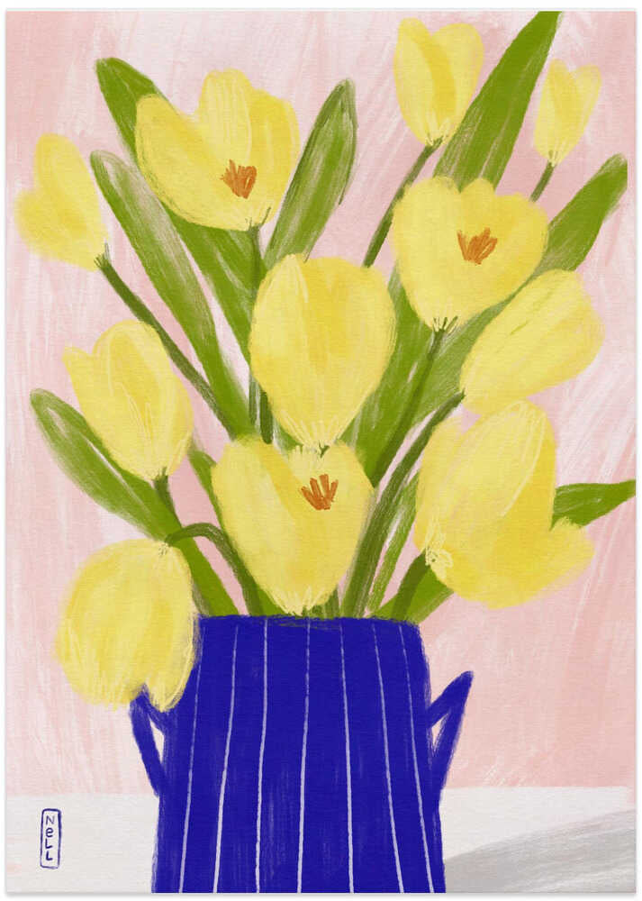 Yellow Tulips In a Vase by Dirkie Nell