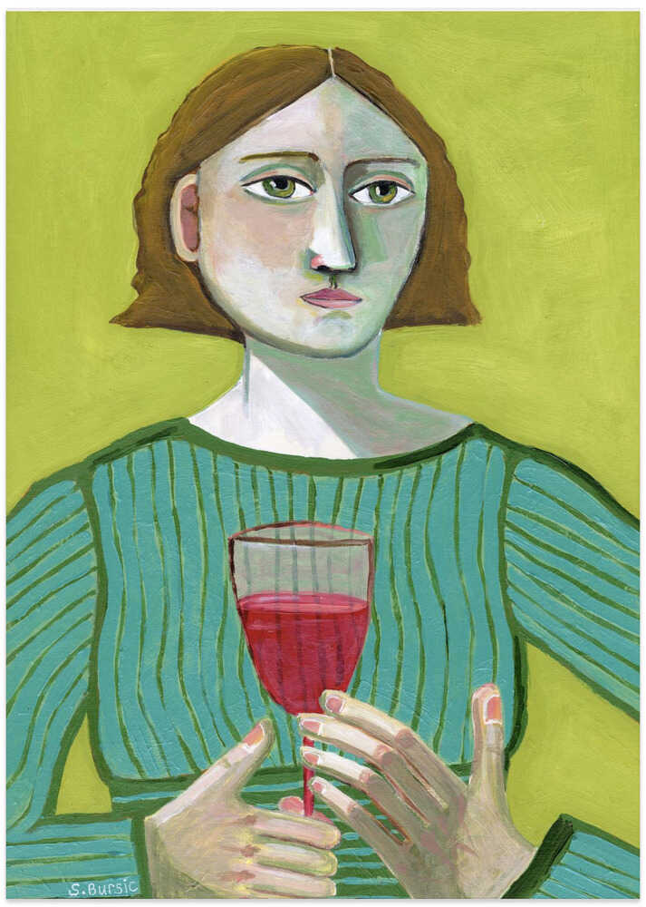 Lady with Red Wine by Sharyn Bursic