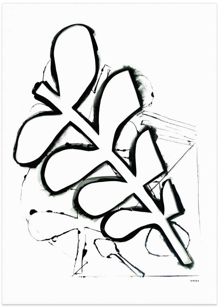 Black And White Abstract Leaf by Awol Art Alex