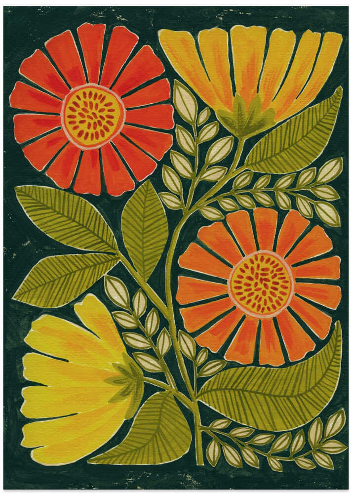 Vibrant Orange And Yellow Flowers by Susan Black