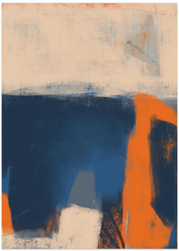 Kühne blaue, orange und weiße Pinselstriche von MANSI SAXENA