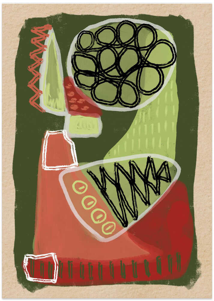 Abstract green and red by Sharyn Bursic