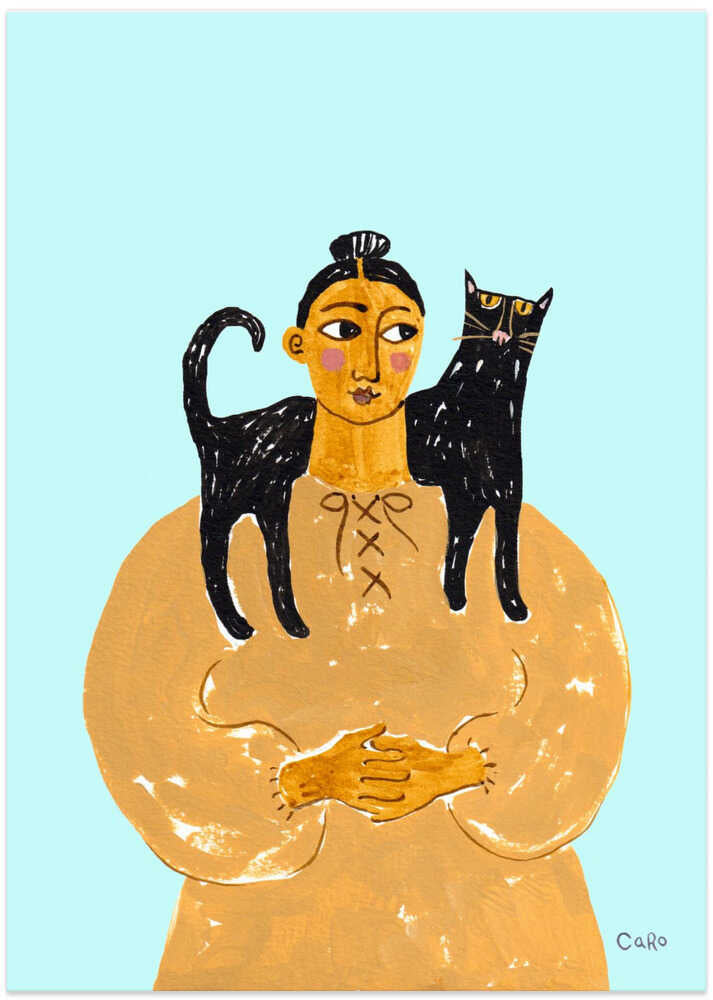 Woman with Cat by Caroline Roberts