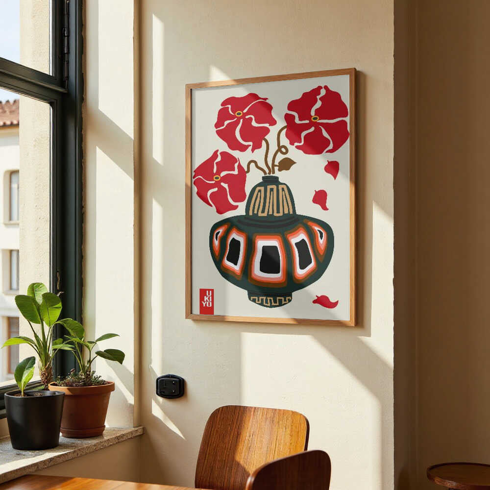 Ukiyo Vase Flower Greige by Frances Collett