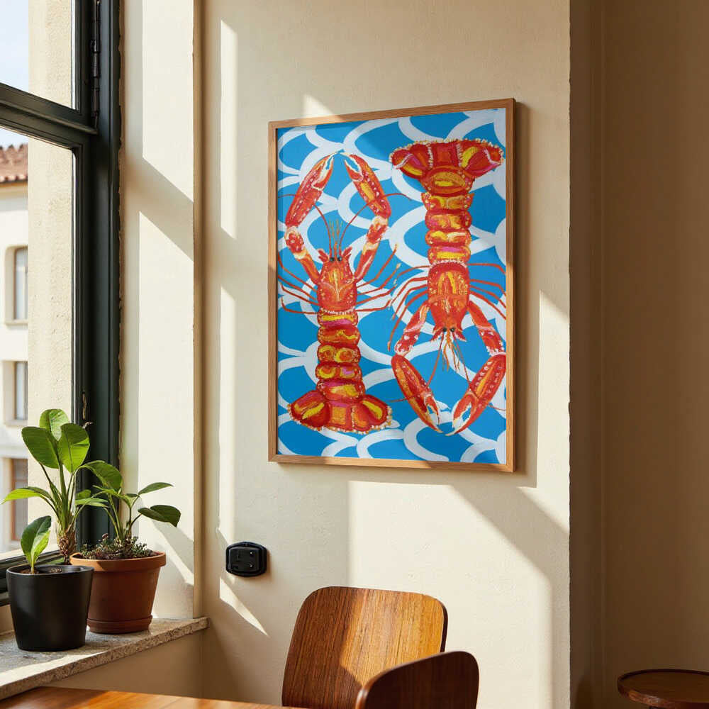 Langoustines On Blue by Alice Straker