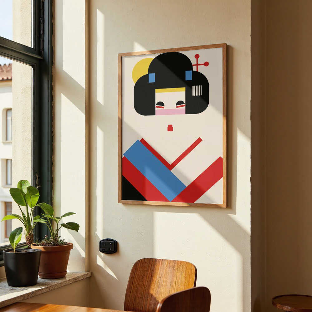 Geisha Girl Geometric Illustration by Retrodrome