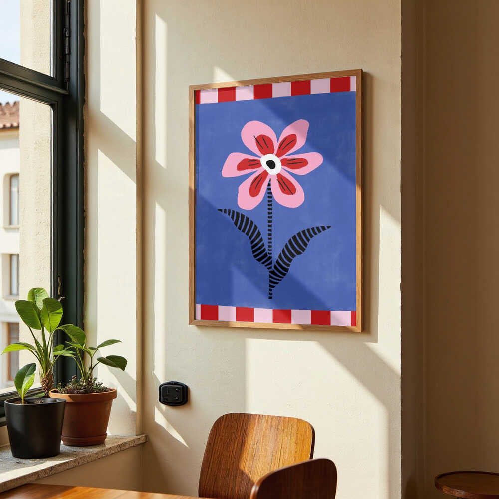 Flower with Pink Petals and Striped Leaves by Elena Ristova