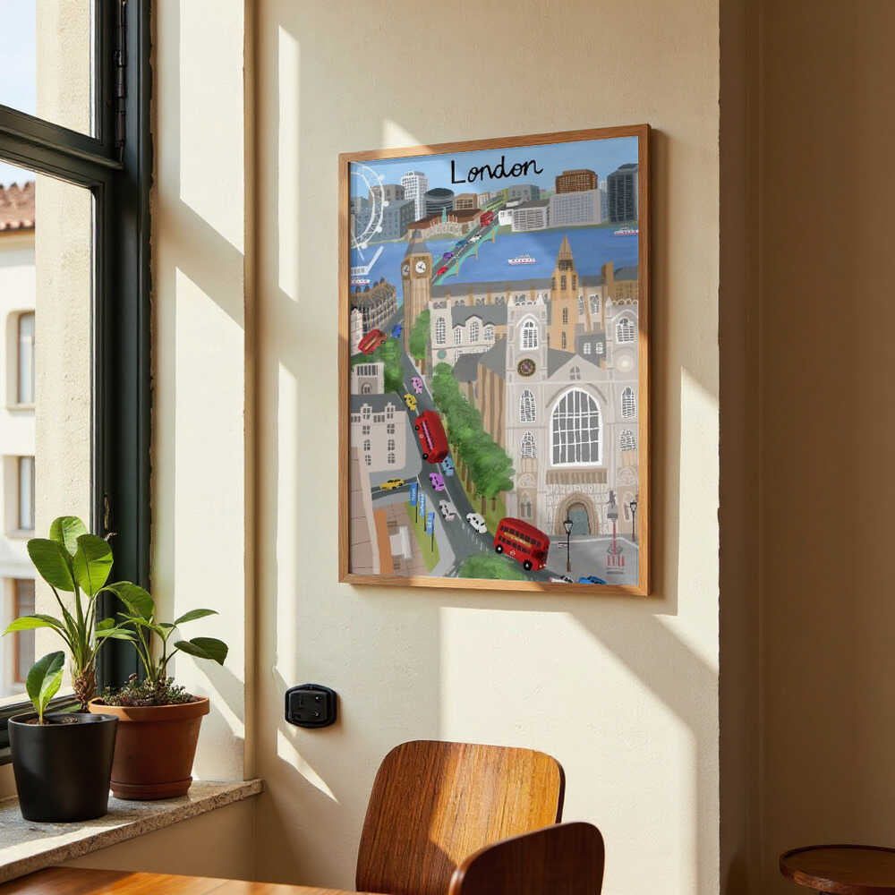 London City with View of the Thames River and Big Ben by Artist Carla Daly by Carla Daly